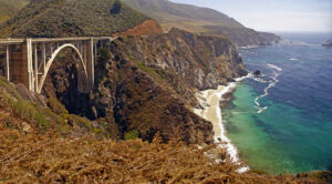 The Santa Lucia mountains falling to the Pacific along the Big Sur coast