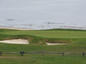 The coastline and fairways at Pebble Beach Golf Links beside The Lodge