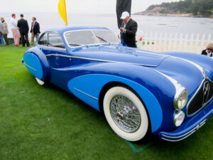 Classic cars arrayed on the fairway at the Pebble Beach Concours d'Elegance.