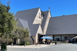 The main entrance of Sunset Center, the former schoolhouse at San Carlos and Ninth in Carmel-by-the-Sea.